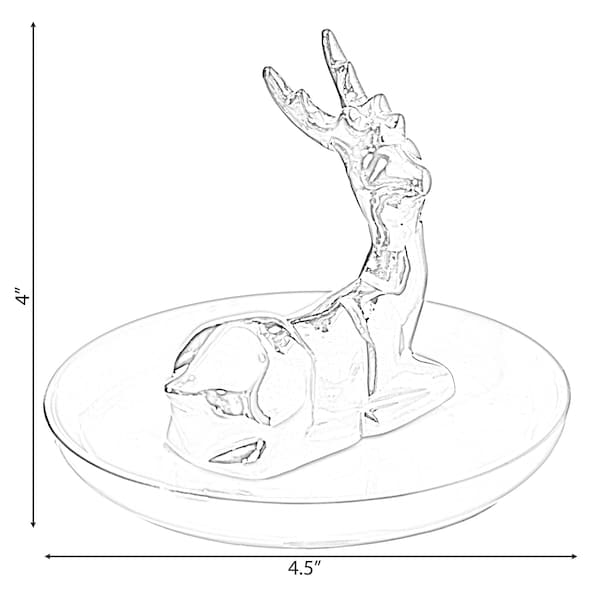 Uniquewise Modern Ceramic Trinket Dish Accent Plate Jewelry Holder White Plate and Gold Deer - QI004368.DR