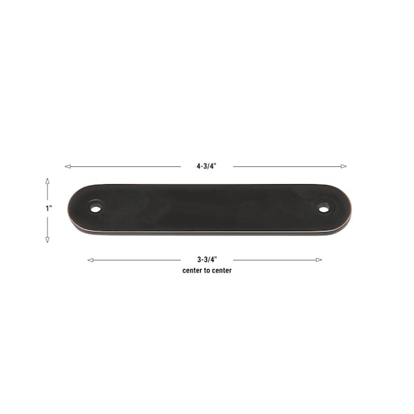 Gliderite Hardware 4-3/4 in. Oil Rubbed Bronze Rounded Back Plate 3-3/4 in. Center to Center - 5343-96-ORB, 5PK - 5343-96-ORB-5