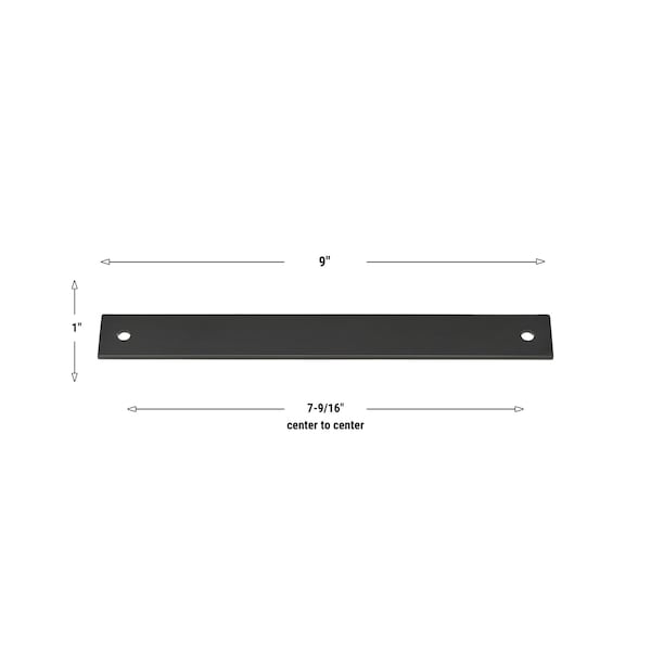 Gliderite Hardware 9 in. Matte Black Squared Back Plate 7-9/16 in. Center to Center - 9342-192-MB, 5PK - 9342-192-MB-5