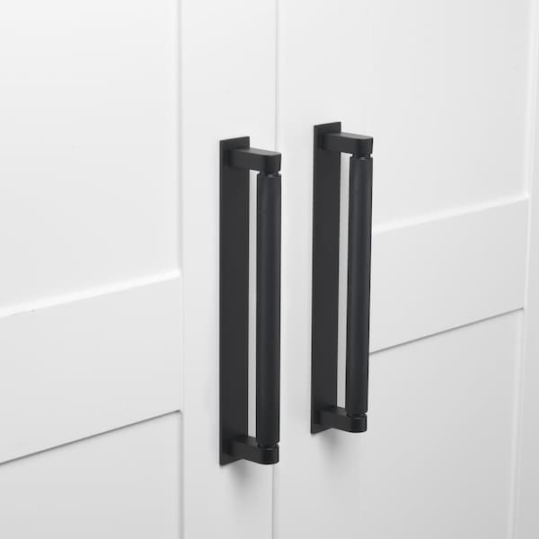 Gliderite Hardware 9 in. Matte Black Squared Back Plate 7-9/16 in. Center to Center - 9342-192-MB, 5PK - 9342-192-MB-5