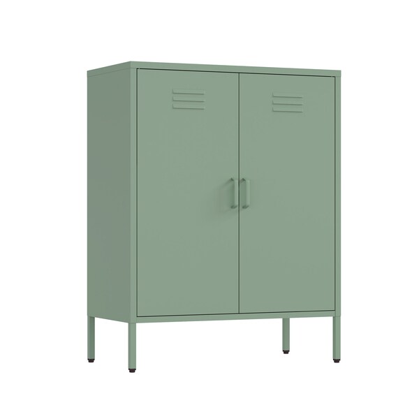 Manhattan Comfort 2-Piece Naomi Accent Cabinet and Storage Cabinet in Green - 2-AF067-GR