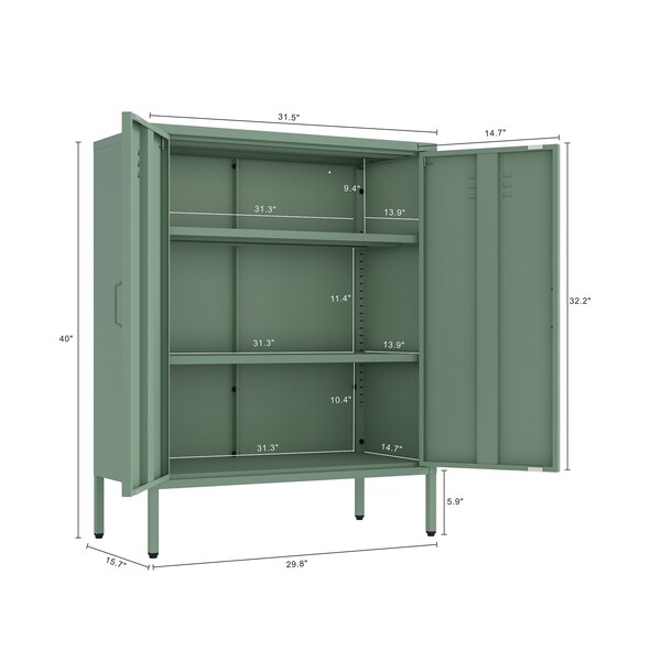 Manhattan Comfort 2-Piece Naomi Accent Cabinet and Storage Cabinet in Green - 2-AF067-GR