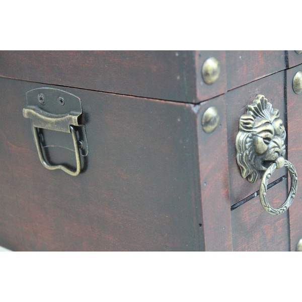 Vintiquewise Handmade Pirate Treasure Chest with Lockable Latch - Storage Trunk and Treasure Box with Hinged Lid - QI003316