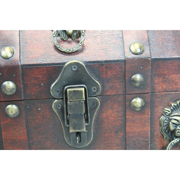 Vintiquewise Handmade Pirate Treasure Chest with Lockable Latch - Storage Trunk and Treasure Box with Hinged Lid - QI003316