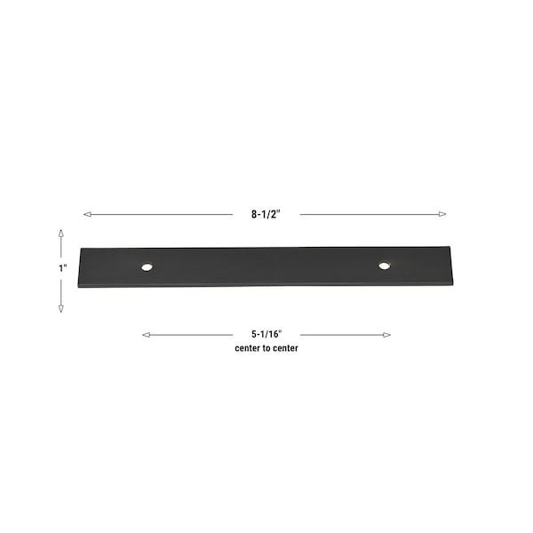 Gliderite Hardware 8-1/2 in. Matte Black Squared Back Plate 5-1/16 in. Center to Center - 8342-128-MB, 25PK - 8342-128-MB-25