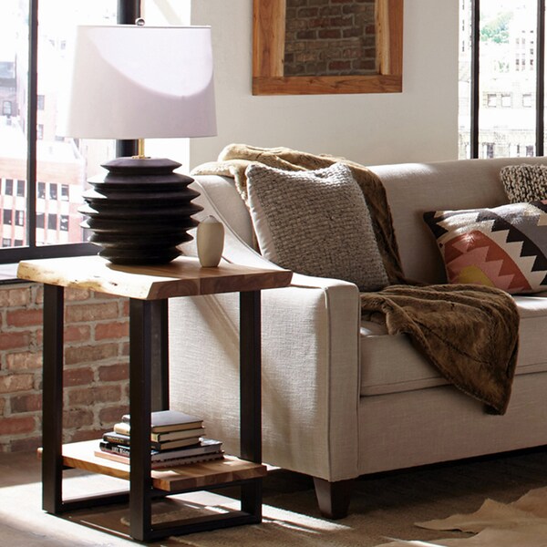 Alaterre Furniture Alpine Natural Live Edge Wood End Table - AWAA0120