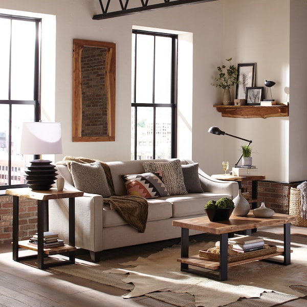 Alaterre Furniture Alpine Natural Live Edge Wood End Table - AWAA0120