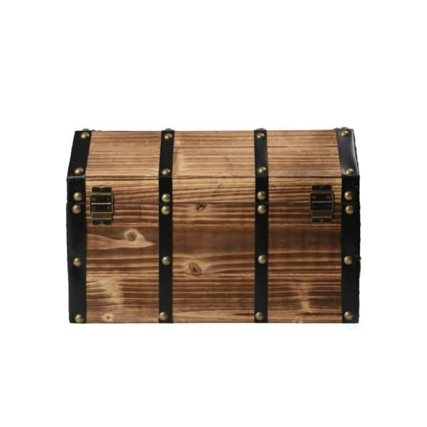 Vintiquewise Large Wooden Pirate Lockable Trunk with Lion Rings - QI003038L