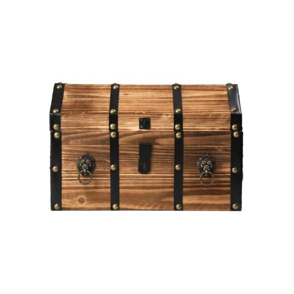 Vintiquewise Large Wooden Pirate Lockable Trunk with Lion Rings - QI003038L