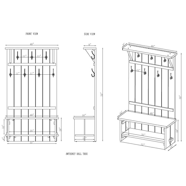 Alaterre Furniture Castleton Mango Wood 70"H Hall Tree - AWTR2827