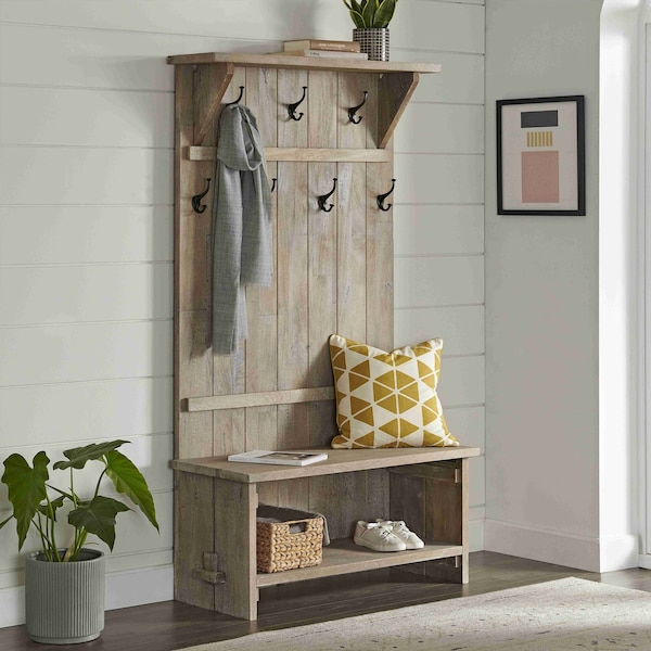 Alaterre Furniture Castleton Mango Wood 70"H Hall Tree - AWTR2827