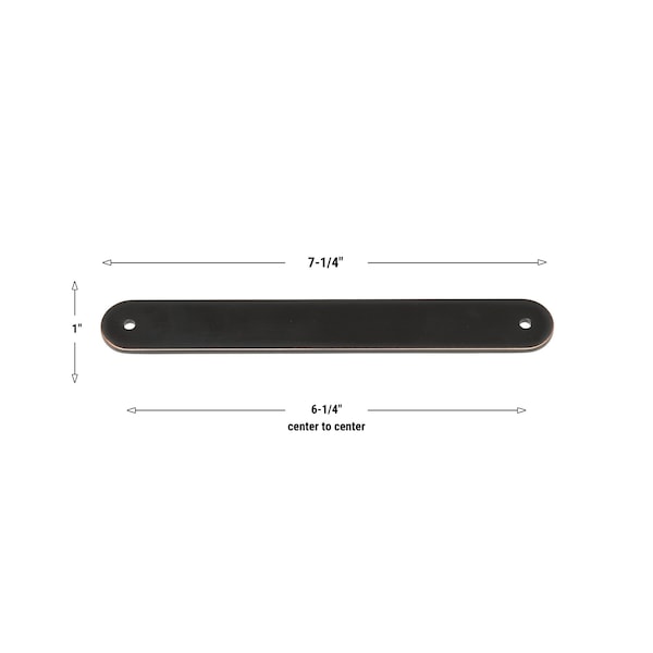 Gliderite Hardware 7-1/4 in. Oil Rubbed Bronze Rounded Back Plate 6-1/4 in. Center to Center - 7343-160-ORB - 7343-160-ORB-1