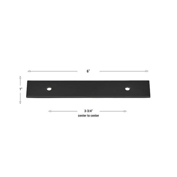 Gliderite Hardware 6 in. Matte Black Squared Back Plate 3-3/4 in. Center to Center - 6342-96-MB - 6342-96-MB-1