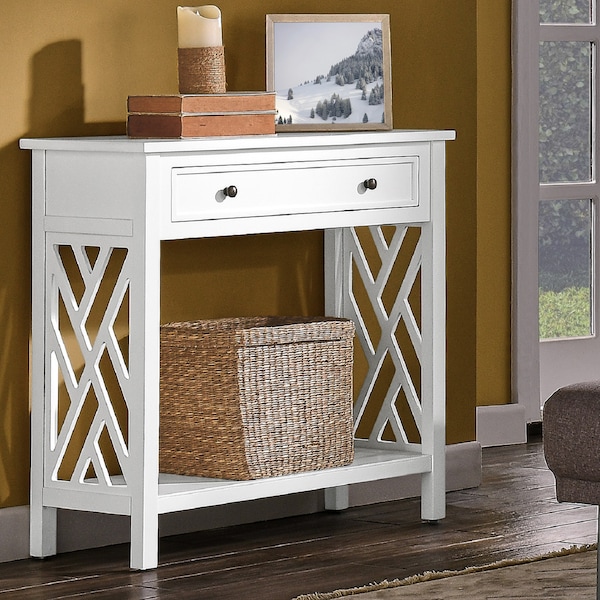 Alaterre Furniture Coventry 32" Wood Entryway/Console/Sofa Table with Drawer and Shelf - ANCT18WH