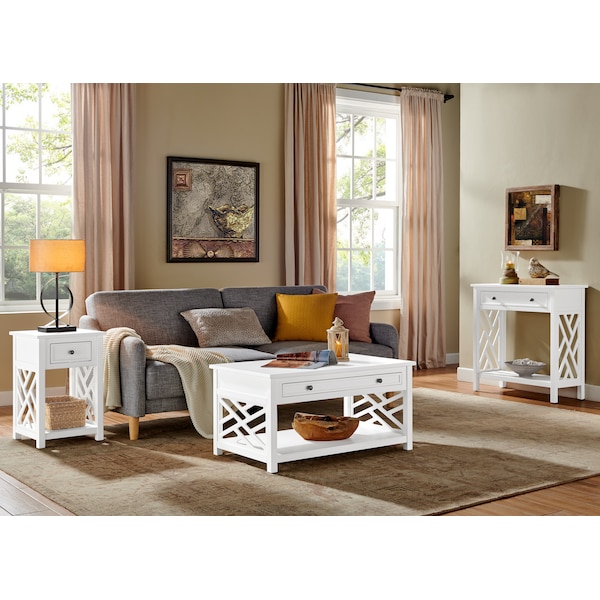 Alaterre Furniture Coventry 32" Wood Entryway/Console/Sofa Table with Drawer and Shelf - ANCT18WH