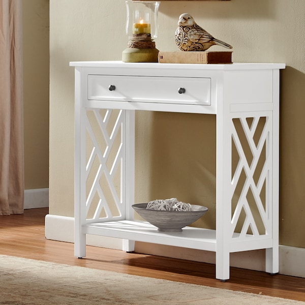 Alaterre Furniture Coventry 32" Wood Entryway/Console/Sofa Table with Drawer and Shelf - ANCT18WH