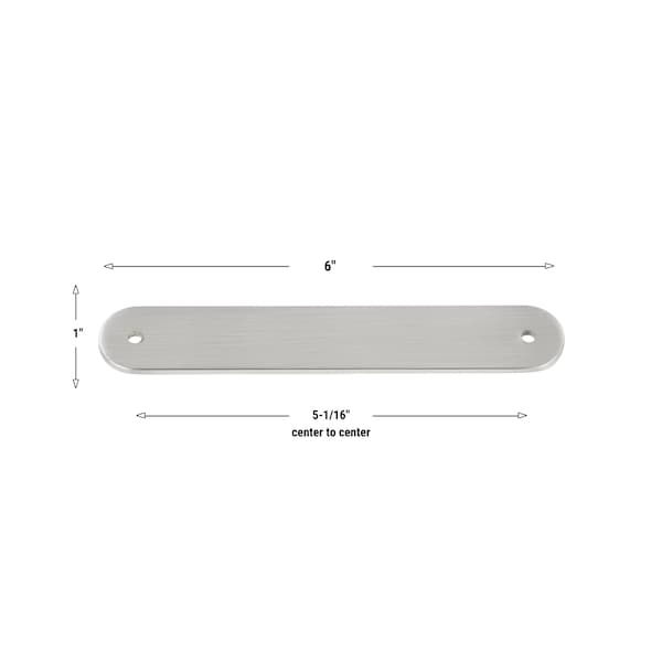 Gliderite Hardware 6 in. Satin Nickel Rounded Back Plate 5-1/16 in. Center to Center - 6343-128-SN - 6343-128-SN-1