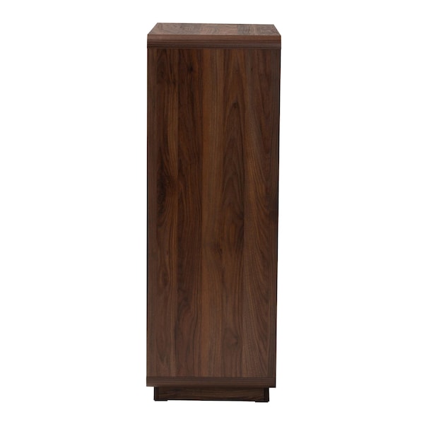 Baxton Studio Jenibelle Classic Walnut Brown Wood 5-Drawer Chest with Rattan Drawer - 242-13508-ZORO