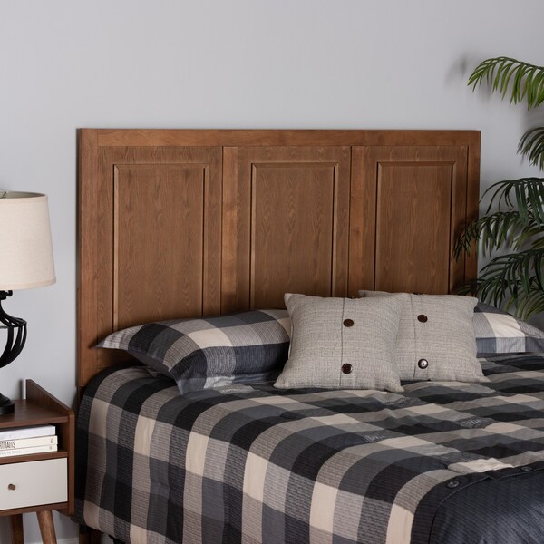 Baxton Studio Giordano Classic and Traditional Ash Walnut Finished Wood Full Size Headboard - 221-12872-ZORO