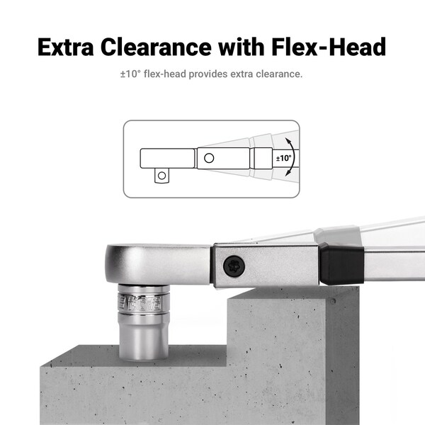 Capri Tools 1/2 in. Drive Flex-Head Split Beam Torque Wrench, 50-250 ft. lbs. - CP31600-250FL