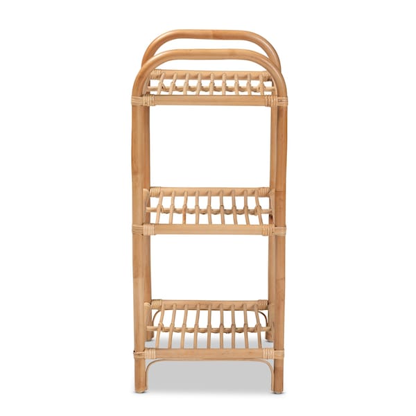 Baxton Studio Barras Modern Bohemian Natural Brown Finished Rattan 3-Tier Display Shelf - 205-12685