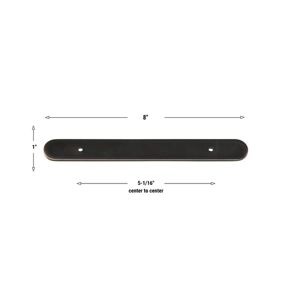Gliderite Hardware 8 in. Oil Rubbed Bronze Rounded Back Plate 5-1/16 in. Center to Center - 8343-128-ORB - 8343-128-ORB-1