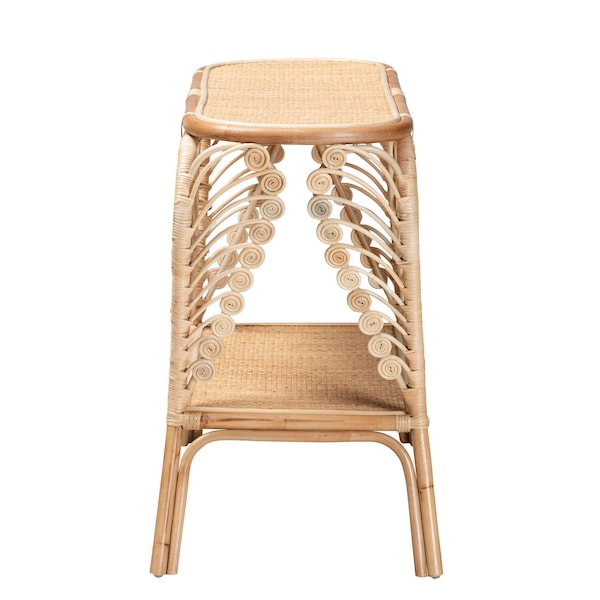 Baxton Studio Bastet Modern Bohemian Natural Brown Rattan 2-Tier Console Table - 232-13225-ZORO
