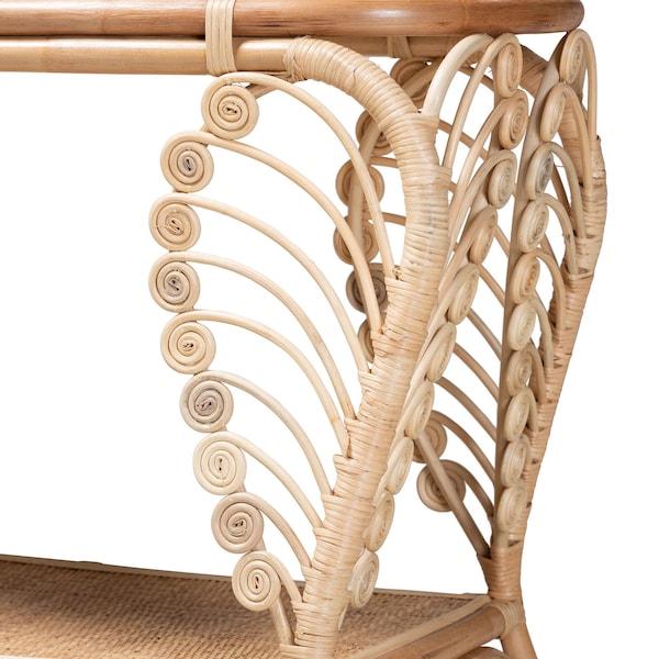 Baxton Studio Bastet Modern Bohemian Natural Brown Rattan 2-Tier Console Table - 232-13225-ZORO