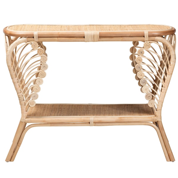 Baxton Studio Bastet Modern Bohemian Natural Brown Rattan 2-Tier Console Table - 232-13225-ZORO