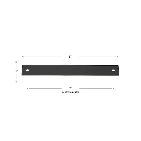 Gliderite Hardware 8 in. Matte Black Squared Back Plate 7 in. Center to Center - 8342-178-MB - 8342-178-MB-1