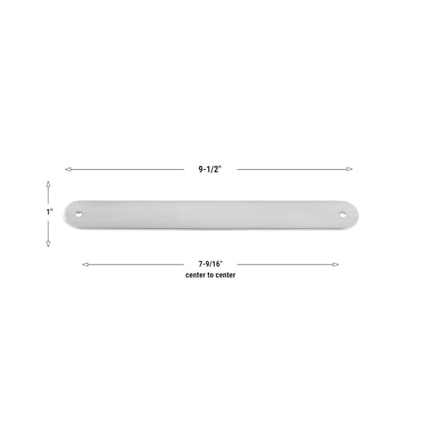 Gliderite Hardware 9-1/2 in. Satin Nickel Rounded Back Plate 7-9/16 in. Center to Center - 9343-192-SN - 9343-192-SN-1