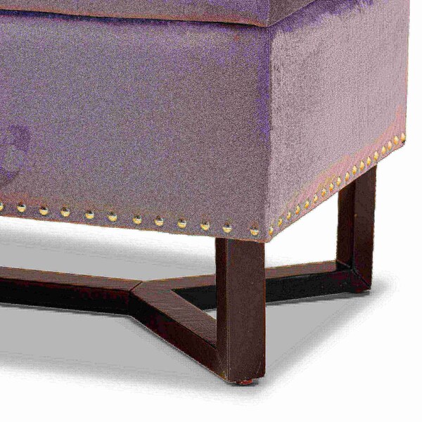 Baxton Studio Esther Modern and Contemporary Grey Velvet Fabric and Dark Brown Finished Wood Storage Ottoman - 178-11296-ZORO
