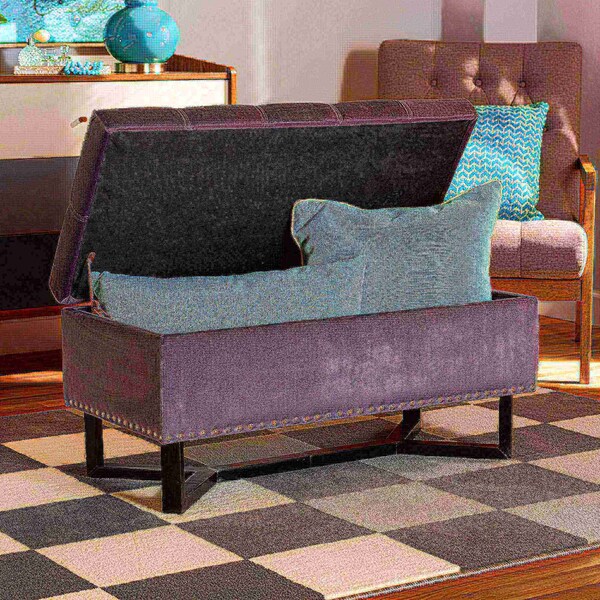 Baxton Studio Esther Modern and Contemporary Grey Velvet Fabric and Dark Brown Finished Wood Storage Ottoman - 178-11296-ZORO