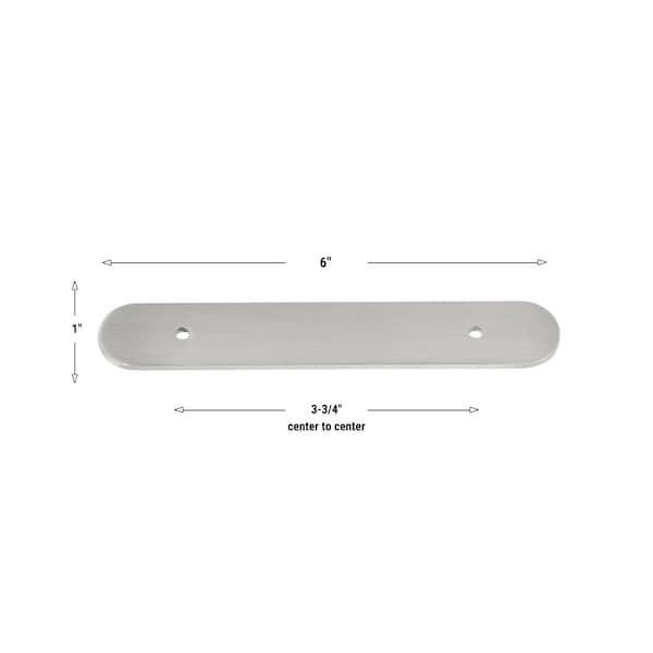 Gliderite Hardware 6 in. Satin Nickel Rounded Back Plate 3-3/4 in. Center to Center - 6343-96-SN - 6343-96-SN-1