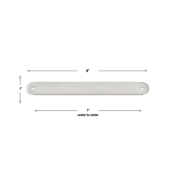 Gliderite Hardware 8 in. Satin Nickel Rounded Back Plate 7 in. Center to Center - 8343-178-SN - 8343-178-SN-1