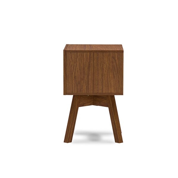 Baxton Studio Warwick Two-tone Walnut and White Modern Accent Table and Nightstand - 116-6226