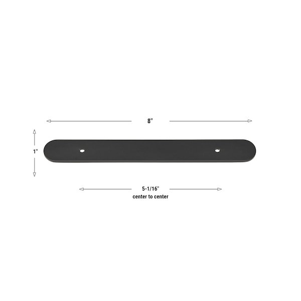 Gliderite Hardware 8 in. Matte Black Rounded Back Plate 5-1/16 in. Center to Center - 8343-128-MB - 8343-128-MB-1