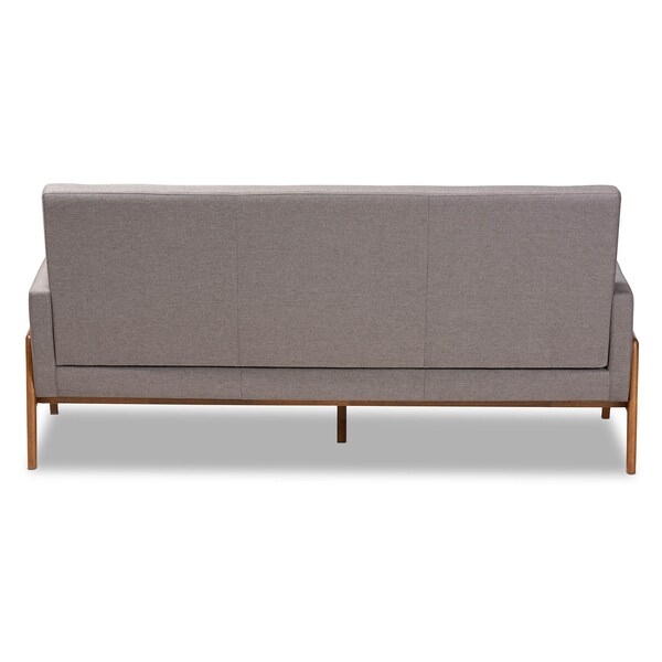 Baxton Studio Perris Mid-Century Light Grey Upholstered Walnut Finished Wood Sofa - 160-10252