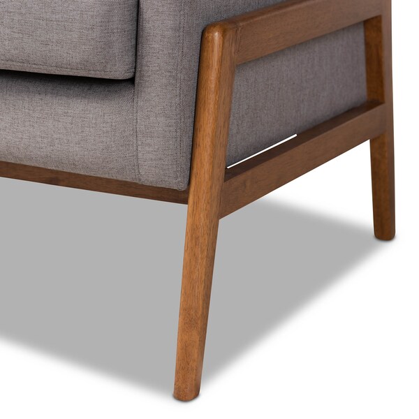 Baxton Studio Perris Mid-Century Light Grey Upholstered Walnut Finished Wood Sofa - 160-10252
