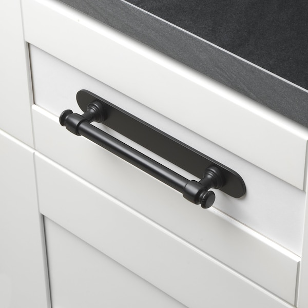 Gliderite Hardware 7-1/4 in. Matte Black Rounded Back Plate 5-1/16 in. Center to Center - 7343-128-MB, 10PK - 7343-128-MB-10