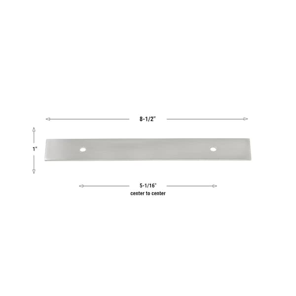 Gliderite Hardware 8-1/2 in. Satin Nickel Squared Back Plate 5-1/16 in. Center to Center - 8342-128-SN, 10PK - 8342-128-SN-10