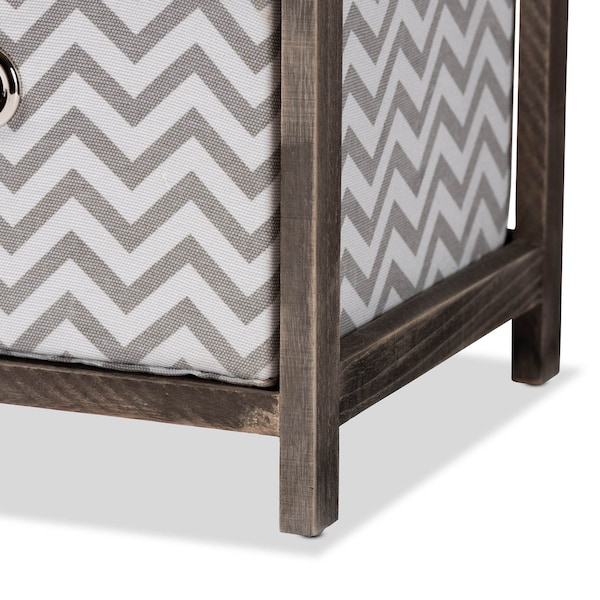 Baxton Studio Jorah ModernGrey and White Fabric Upholstered Greywashed Wood 4-Basket Storage Unit - 198-12288-ZORO