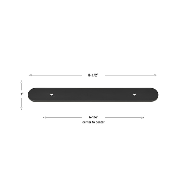 Gliderite Hardware 8-1/2 in. Matte Black Rounded Back Plate 6-1/4 in. Center to Center - 9343-160-MB, 5PK - 9343-160-MB-5