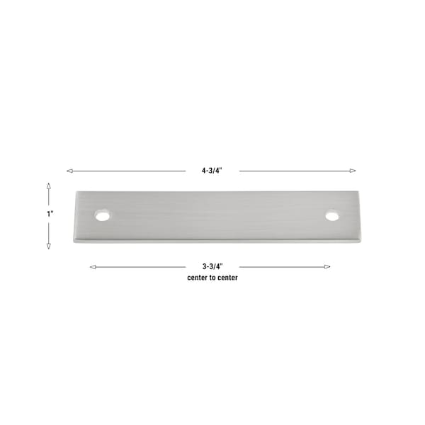 Gliderite Hardware 4-3/4 in. Satin Nickel Squared Back Plate 3-3/4 in. Center to Center - 5342-96-SN, 25PK - 5342-96-SN-25