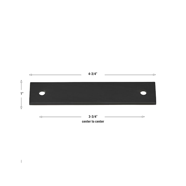 Gliderite Hardware 4-3/4 in. Matte Black Squared Back Plate 3-3/4 in. Center to Center - 5342-96-MB, 10PK - 5342-96-MB-10