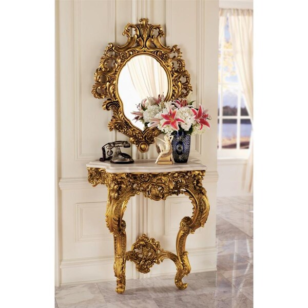 Design Toscano Madame Antoinette Wall Console Table and Salon Mirror - KY924