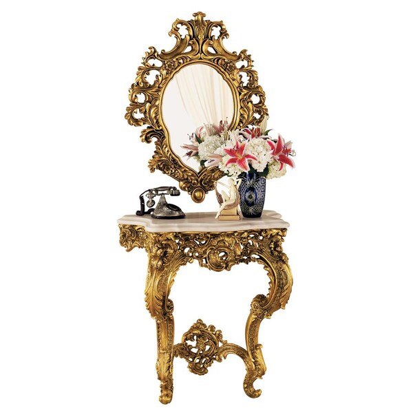 Design Toscano Madame Antoinette Wall Console Table and Salon Mirror - KY924