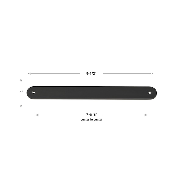 Gliderite Hardware 9-1/2 in. Matte Black Rounded Back Plate 7-9/16 in. Center to Center - 9343-192-MB, 5PK - 9343-192-MB-5