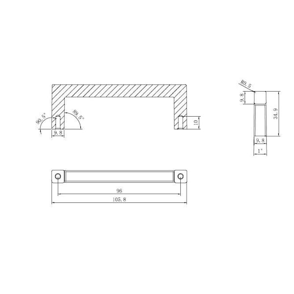 Richelieu Lambton Collection 3 3/4-inch (96 mm) Champagne Bronze Modern Rectangular Cabinet Pull - BP87396CHBRZ