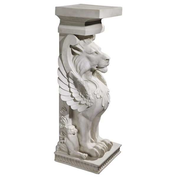 Design Toscano Trapezophoron Sculptural Winged Lion Pedestal - JE122391